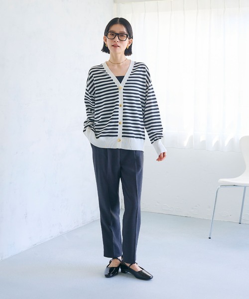 CROSS FUNCTION（クロスファンクション）の「《洗える》サマ美え 金釦ボーダーVネックカーディガン【CROSS FUNCTION/クロスファンクション】（カーディガン/ボレロ・レディース・ネイビー/ホワイト系その他・M/L/LL）」の10枚目の写真