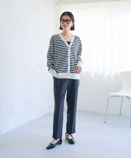 CROSS FUNCTION（クロスファンクション）の「《洗える》サマ美え 金釦ボーダーVネックカーディガン【CROSS FUNCTION/クロスファンクション】（カーディガン/ボレロ・レディース・ネイビー/ホワイト系その他・M/L/LL）」の11枚目の写真