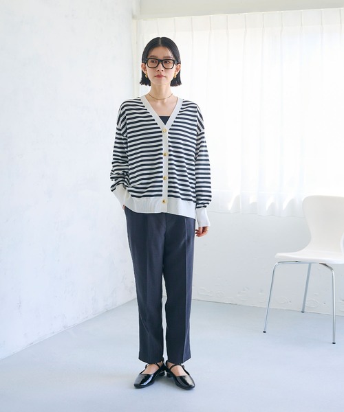 CROSS FUNCTION（クロスファンクション）の「《洗える》サマ美え 金釦ボーダーVネックカーディガン【CROSS FUNCTION/クロスファンクション】（カーディガン/ボレロ・レディース・ネイビー/ホワイト系その他・M/L/LL）」の13枚目の写真