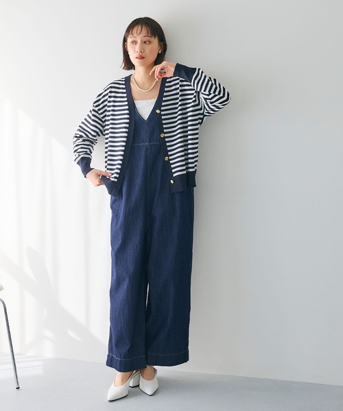 CROSS FUNCTION（クロスファンクション）の「《洗える》サマ美え 金釦ボーダーVネックカーディガン【CROSS FUNCTION/クロスファンクション】（カーディガン/ボレロ・レディース・ネイビー/ホワイト系その他・M/L/LL）」の21枚目の写真