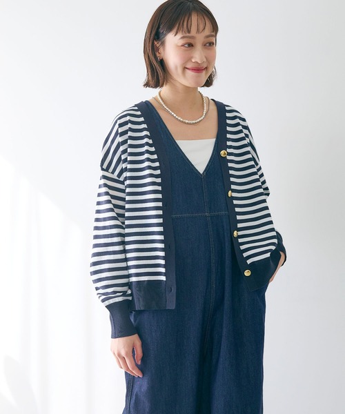 CROSS FUNCTION（クロスファンクション）の「《洗える》サマ美え 金釦ボーダーVネックカーディガン【CROSS FUNCTION/クロスファンクション】（カーディガン/ボレロ・レディース・ネイビー/ホワイト系その他・M/L/LL）」の20枚目の写真