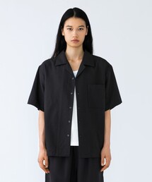 City Ambient Products: オープンカラー コットン リネン ショートスリーブ シャツ