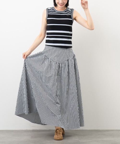 aunt lily（アントリリー）の「リブノースリプルオーバー｜カップ付き シームレス タンクトップ インナー レイヤード 体型カバー 無地 ボーダー（Tシャツ/カットソー・レディース・ホワイト系その他/グレー系その他/チャコールグレー・S/M/L/LL）」の13枚目の写真