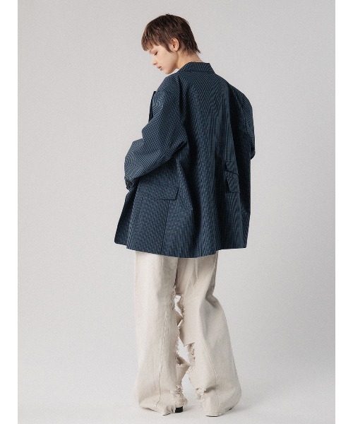 ELCHELE(エルチェレ)の「TAILORED PROM JACKET(テーラードジャケット・レディース・ブルー/オフホワイト/ストライプ・38/36)」の12枚目の写真