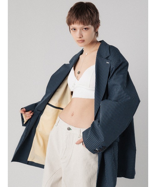 ELCHELE(エルチェレ)の「TAILORED PROM JACKET(テーラードジャケット・レディース・ブルー/オフホワイト/ストライプ・38/36)」の11枚目の写真