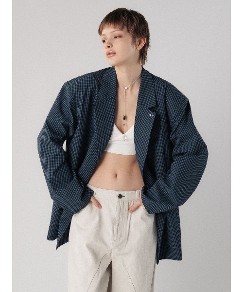 ELCHELE(エルチェレ)の「TAILORED PROM JACKET(テーラードジャケット・レディース・ブルー/オフホワイト/ストライプ・38/36)」の10枚目の写真