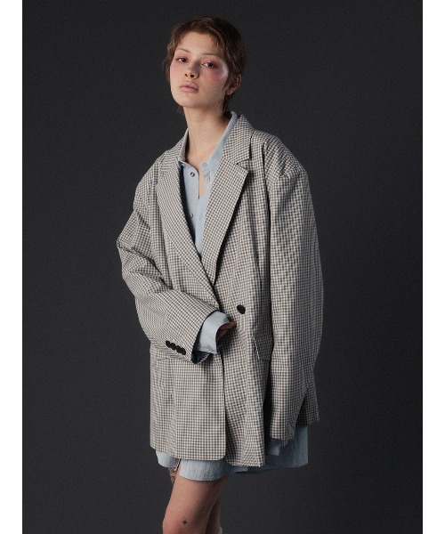 ELCHELE(エルチェレ)の「TAILORED PROM JACKET(テーラードジャケット・レディース・ブルー/オフホワイト/ストライプ・38/36)」の6枚目の写真