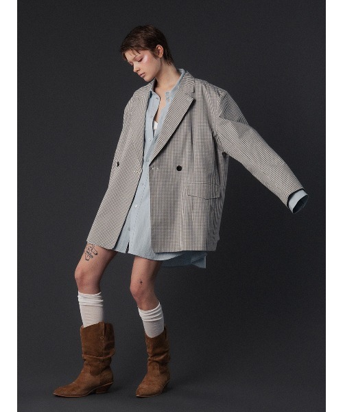 ELCHELE(エルチェレ)の「TAILORED PROM JACKET(テーラードジャケット・レディース・ブルー/オフホワイト/ストライプ・38/36)」の9枚目の写真