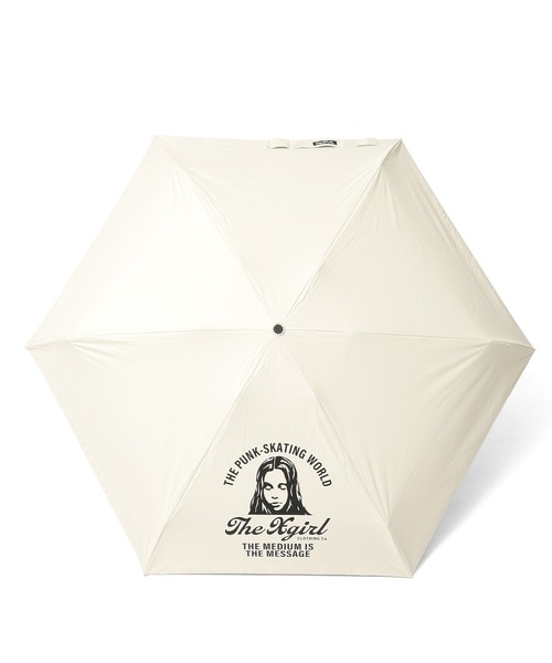 HUS.(ハス)の「X-girl × HUS. FACE AND LOGO ALL WEATHER SMART UMBRELLA(折りたたみ傘・レディース・ブラック/ホワイト・ONE SIZE)」の2枚目の写真