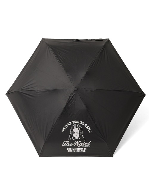 HUS.(ハス)の「X-girl × HUS. FACE AND LOGO ALL WEATHER SMART UMBRELLA(折りたたみ傘・レディース・ブラック/ホワイト・ONE SIZE)」の6枚目の写真
