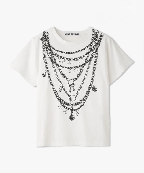 anna sui nyc(アナ スイ エヌ ワイ シー)の「ANNA SUI NYC / アナスイエヌワイシー フェイクアクセサリープリントTシャツ(Tシャツ/カットソー・レディース・ブラック/ホワイト・FREE)」の2枚目の写真