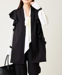 AVIE（アビィ）の「ピンストライプフリルベスト【結婚式・入卒式・お受験】【オケージョン・セレモニー/デイリーにも】（ベスト）」