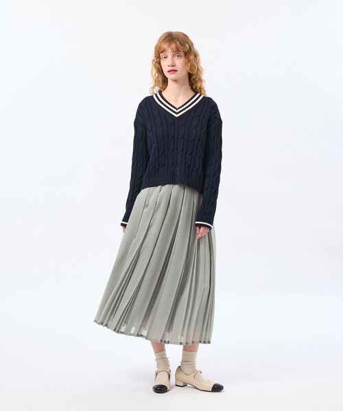MACKINTOSH PHILOSOPHY(マッキントッシュ フィロソフィー)の「【WEB&一部店舗限定】【WILLINGHAM SKIRT(ウィリングハムスカート)】トリプルプリーツ(スカート・レディース・ブルー系その他3/ダークネイビー・38/36)」の3枚目の写真
