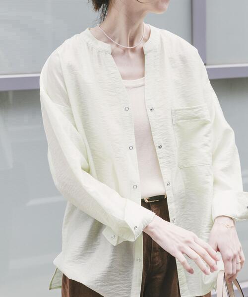 ITEMS URBANRESEARCH（アイテムズ アーバンリサーチ）の「ドットボタンシアーシャツ（シャツ/ブラウス・レディース・ミント/ライトベージュ/ブラウン・FREE）」の3枚目の写真