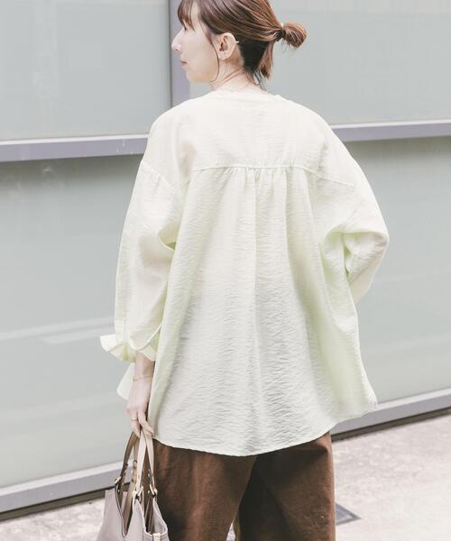 ITEMS URBANRESEARCH（アイテムズ アーバンリサーチ）の「ドットボタンシアーシャツ（シャツ/ブラウス・レディース・ミント/ライトベージュ/ブラウン・FREE）」の6枚目の写真