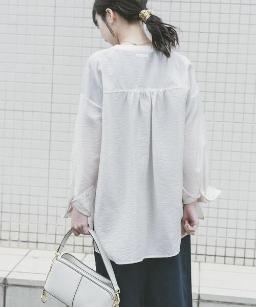 ITEMS URBANRESEARCH（アイテムズ アーバンリサーチ）の「ドットボタンシアーシャツ（シャツ/ブラウス・レディース・ミント/ライトベージュ/ブラウン・FREE）」の18枚目の写真