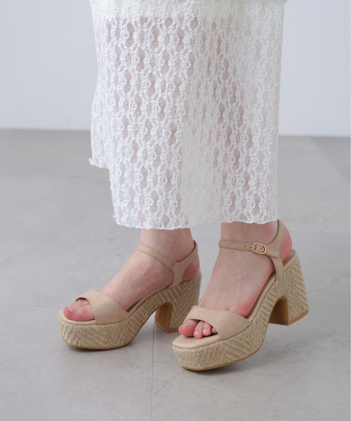 FREE'S MART（フリーズマート）の「◆バックルジュートサンダル（サンダル・レディース・ブラック/ブラウン/ホワイト・MEDIUM/SMALL）」の2枚目の写真