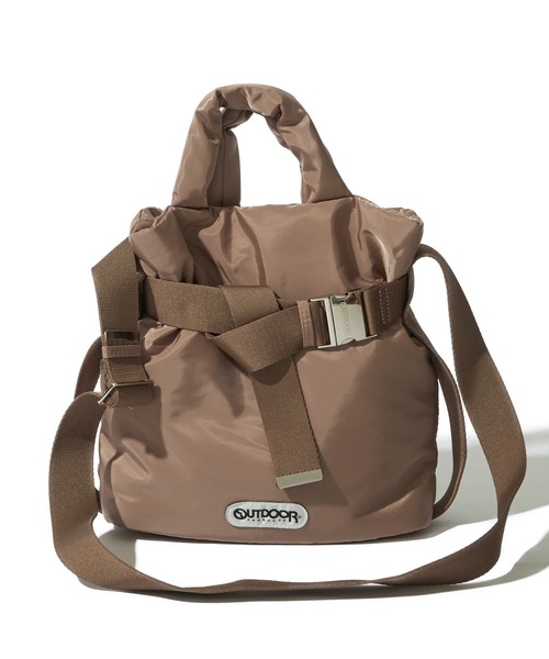OUTDOOR PRODUCTS(アウトドアプロダクツ)の「【OUTDOOR PRODUCTS / アウトドアプロダクツ】2way Belt Tote 巾着型 ベルトデザイン トートバッグ(トートバッグ・レディース・アイボリー/ブラック/モカ・FREE)」の1枚目の写真
