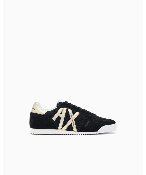 ARMANI EXCHANGE(アルマーニエクスチェンジ)の「【A|X アルマーニ エクスチェンジ】<ZOZO限定>AXロゴ スエードレースアップスニーカー(スニーカー・レディース・ベージュ/ブラック×ゴールド・38/37/39/36/35)」の2枚目の写真
