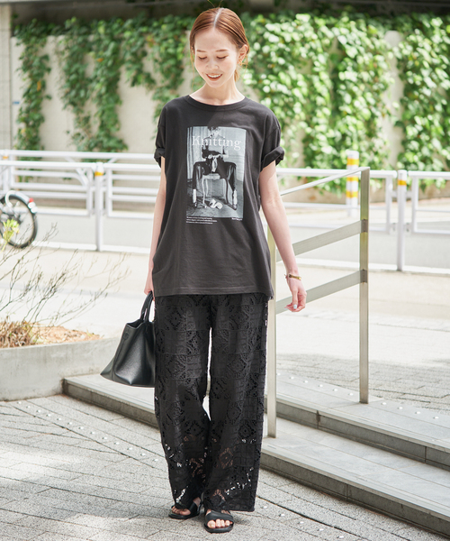 SLOBE IENA(スローブイエナ)の「《追加》コットンレースイージーパンツ(その他パンツ・レディース・ブラック/ホワイト・38/36)」の3枚目の写真