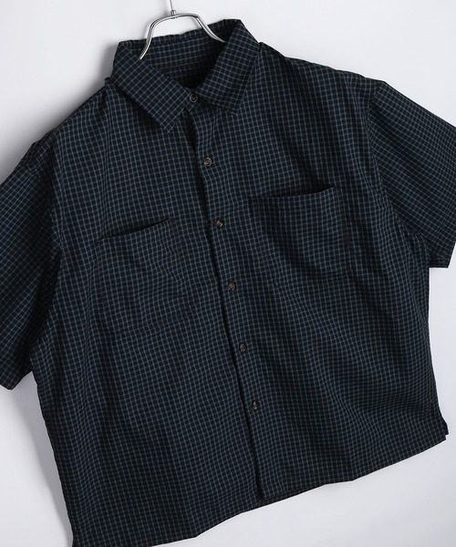 WESTSEA(ウエストシー)の「チェック柄 半袖シャツ オーバーサイズ ワイドシルエット レギュラーカラーシャツ(シャツ/ブラウス・メンズ・ホワイト/チャコール/ネイビー・M/L)」の9枚目の写真