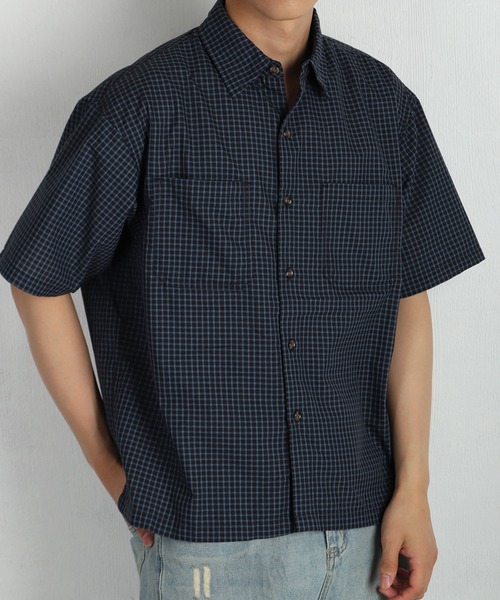 WESTSEA(ウエストシー)の「チェック柄 半袖シャツ オーバーサイズ ワイドシルエット レギュラーカラーシャツ(シャツ/ブラウス・メンズ・ホワイト/チャコール/ネイビー・M/L)」の20枚目の写真