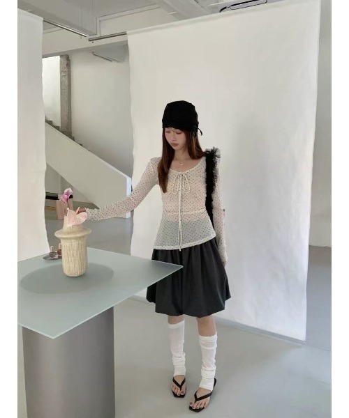 Achic（アシック）の「ドット柄長袖カットソー（Tシャツ/カットソー・レディース・ホワイト・M）」の19枚目の写真