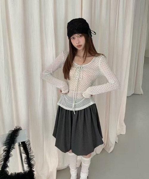 Achic（アシック）の「ドット柄長袖カットソー（Tシャツ/カットソー・レディース・ホワイト・M）」の20枚目の写真