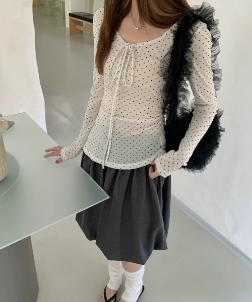 Achic（アシック）の「ドット柄長袖カットソー（Tシャツ/カットソー・レディース・ホワイト・M）」の22枚目の写真