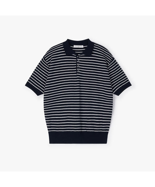 FLAWSROOM(フローズルーム)の「Pure Cotton Collar Knit Stripe 3Color(ニット/セーター・メンズ・ネイビー/グレー/アイボリー・SMALL/MEDIUM/LARGE)」の1枚目の写真