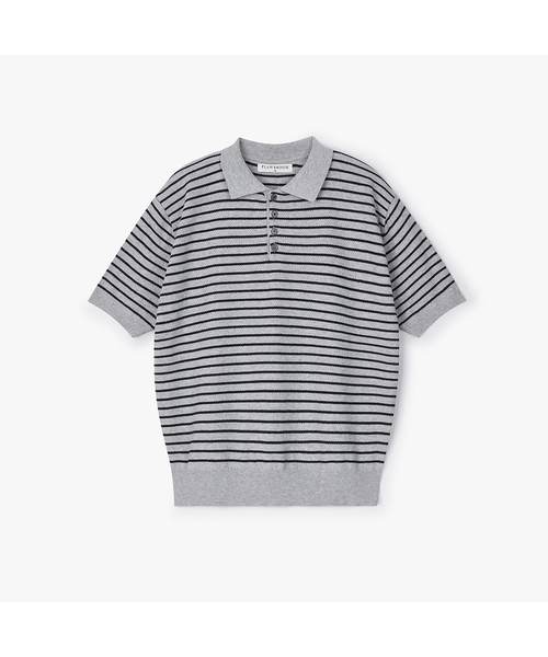 FLAWSROOM(フローズルーム)の「Pure Cotton Collar Knit Stripe 3Color(ニット/セーター・メンズ・ネイビー/グレー/アイボリー・SMALL/MEDIUM/LARGE)」の3枚目の写真