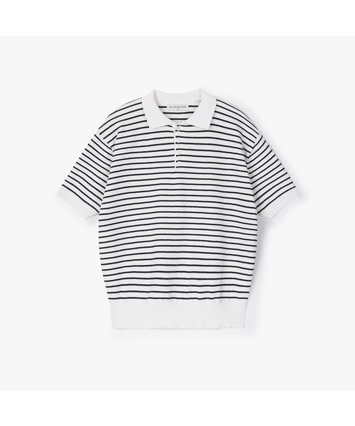 Pure Cotton Collar Knit Stripe 3Color