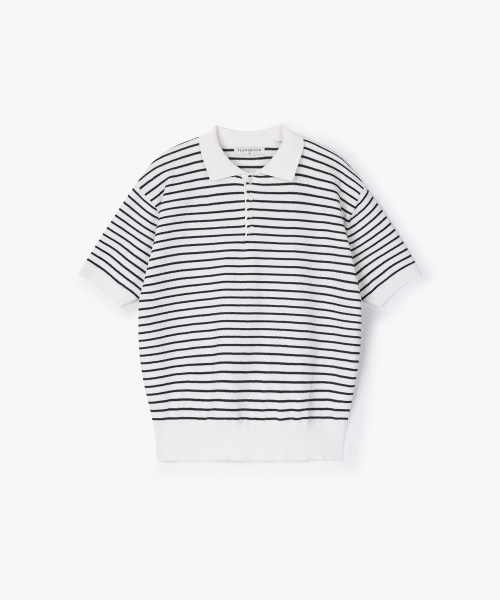 FLAWSROOM(フローズルーム)の「Pure Cotton Collar Knit Stripe 3Color(ニット/セーター・メンズ・ネイビー/グレー/アイボリー・SMALL/MEDIUM/LARGE)」の5枚目の写真