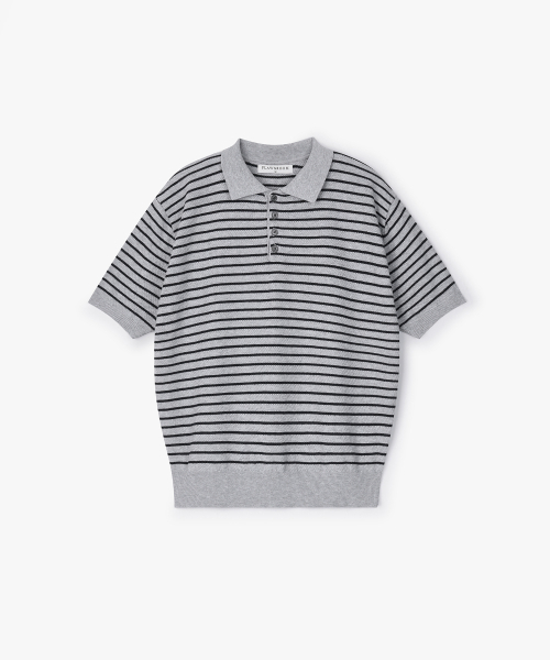FLAWSROOM(フローズルーム)の「Pure Cotton Collar Knit Stripe 3Color(ニット/セーター・メンズ・ネイビー/グレー/アイボリー・SMALL/MEDIUM/LARGE)」の6枚目の写真
