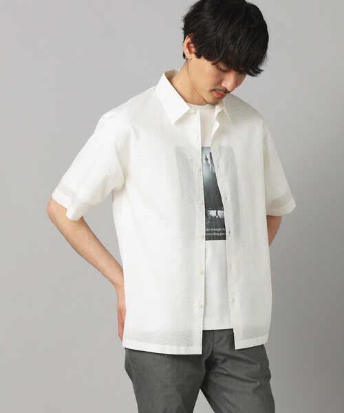 COMME CA MEN(コムサメン)の「コットンウエーブ 半袖レギュラーカラーシャツ(シャツ/ブラウス・メンズ・サックスブルー/ネイビー/ホワイト・S/M/L)」の2枚目の写真