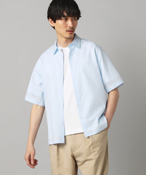 COMME CA MEN(コムサメン)の「コットンウエーブ 半袖レギュラーカラーシャツ(シャツ/ブラウス・メンズ・サックスブルー/ネイビー/ホワイト・S/M/L)」の3枚目の写真