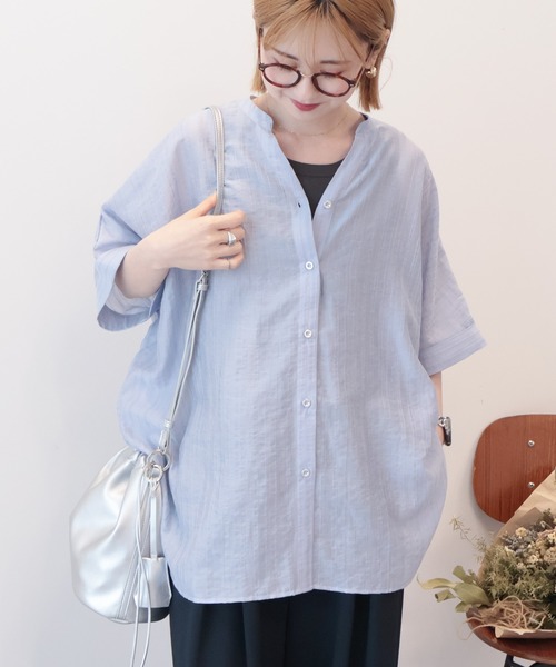 AMERICAN HOLIC（アメリカンホリック）の「スキッパードルマンビッグシャツ（シャツ/ブラウス・レディース・ブラック/サックスブルー/オフホワイト/モカ・FREE）」の4枚目の写真