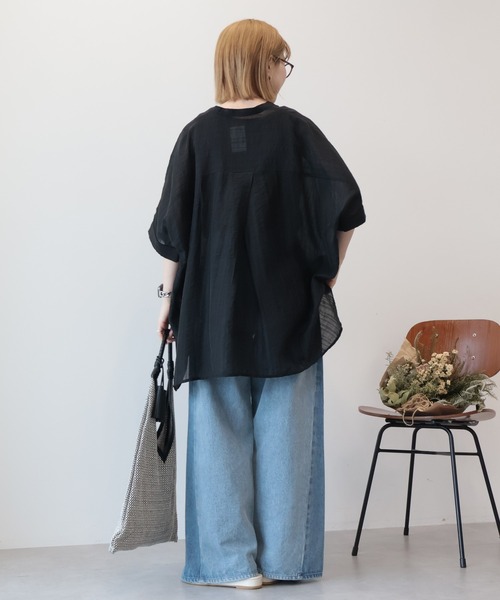 AMERICAN HOLIC（アメリカンホリック）の「スキッパードルマンビッグシャツ（シャツ/ブラウス・レディース・ブラック/サックスブルー/オフホワイト/モカ・FREE）」の6枚目の写真