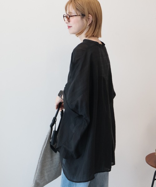AMERICAN HOLIC（アメリカンホリック）の「スキッパードルマンビッグシャツ（シャツ/ブラウス・レディース・ブラック/サックスブルー/オフホワイト/モカ・FREE）」の8枚目の写真
