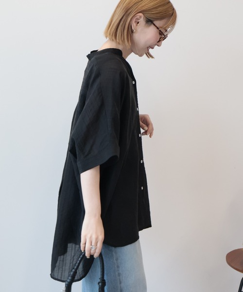 AMERICAN HOLIC（アメリカンホリック）の「スキッパードルマンビッグシャツ（シャツ/ブラウス・レディース・ブラック/サックスブルー/オフホワイト/モカ・FREE）」の9枚目の写真