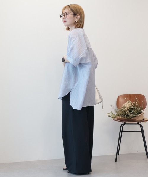 AMERICAN HOLIC（アメリカンホリック）の「スキッパードルマンビッグシャツ（シャツ/ブラウス・レディース・ブラック/サックスブルー/オフホワイト/モカ・FREE）」の19枚目の写真