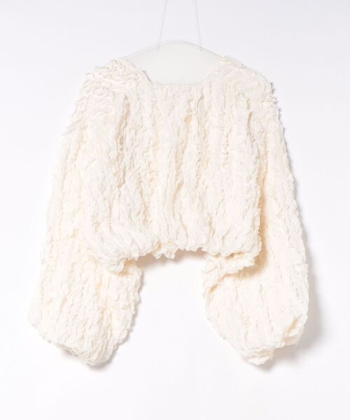 CLANE（クラネ）の「CLANE/クラネ/TOP STITCHED FRILL BOLERO（カーディガン/ボレロ・レディース・アイボリー/ブラック・F）」の3枚目の写真