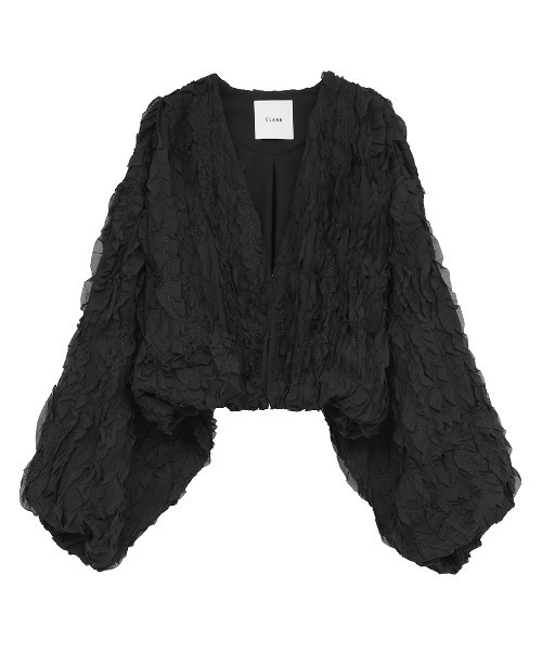 CLANE（クラネ）の「CLANE/クラネ/TOP STITCHED FRILL BOLERO（カーディガン/ボレロ・レディース・アイボリー/ブラック・F）」の2枚目の写真