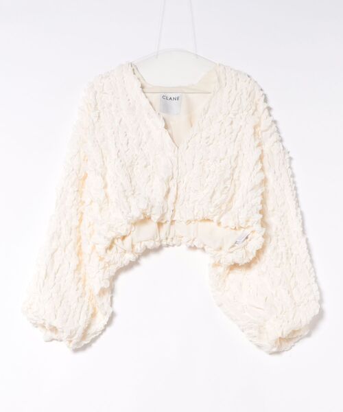 CLANE（クラネ）の「CLANE/クラネ/TOP STITCHED FRILL BOLERO（カーディガン/ボレロ・レディース・アイボリー/ブラック・F）」の16枚目の写真