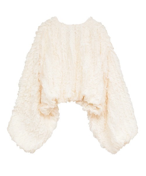 CLANE（クラネ）の「CLANE/クラネ/TOP STITCHED FRILL BOLERO（カーディガン/ボレロ・レディース・アイボリー/ブラック・F）」の4枚目の写真