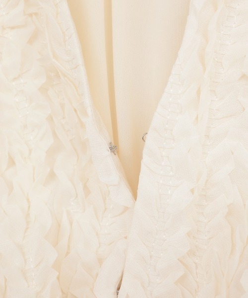 CLANE（クラネ）の「CLANE/クラネ/TOP STITCHED FRILL BOLERO（カーディガン/ボレロ・レディース・アイボリー/ブラック・F）」の8枚目の写真