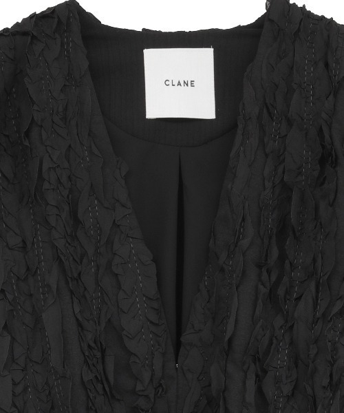 CLANE（クラネ）の「CLANE/クラネ/TOP STITCHED FRILL BOLERO（カーディガン/ボレロ・レディース・アイボリー/ブラック・F）」の11枚目の写真