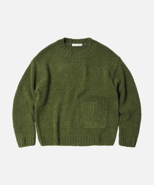 Alpaca Boucle Knit — оливковый вязаный свитер из альпаки