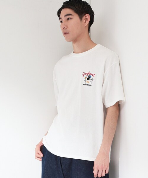 THE SHOP TK (ザ ショップ ティーケー )の「ヒゲオジ サガラ刺繍 半袖Tシャツ 【洗濯機OK】(Tシャツ/カットソー・メンズ・オフホワイト/ブラック・03/02)」の1枚目の写真