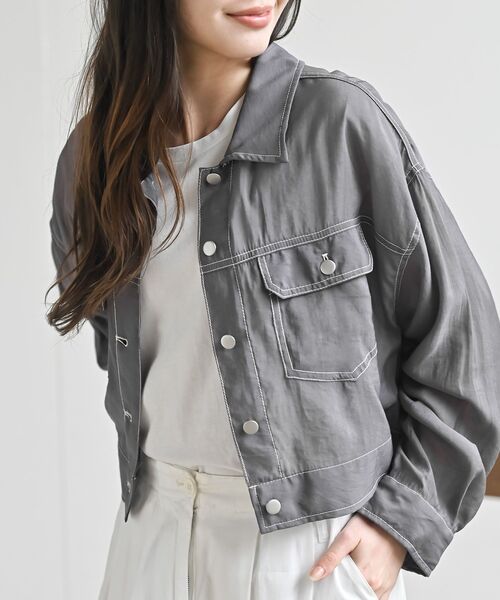 rps（アールピーエス）の「シアーＧジャン（デニムジャケット・レディース・オフホワイト/チャコールグレー・フリー）」の2枚目の写真